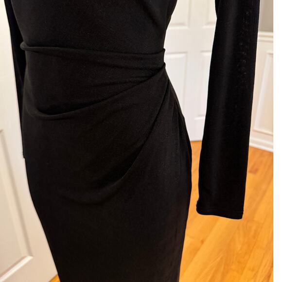 Significant Other Bambi Long Sleeve Cut Out Back Ruched Black Maxi Dress Size 4 - Picture 8 of 15
